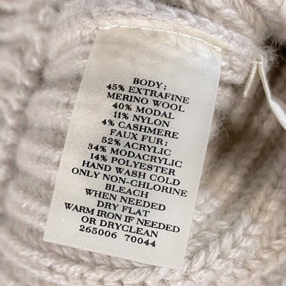 Ann Taylor Faux Fur Cream Knit Merino Wool Modal Cashmere Blend Knit Vest XS - Picture 7 of 11